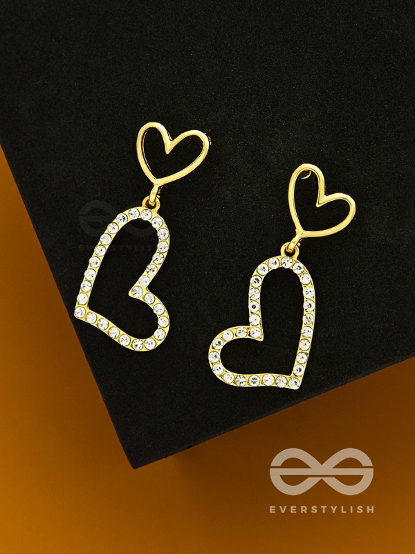 Radiant at Heart- CZ Stones Studded Golden Earrings