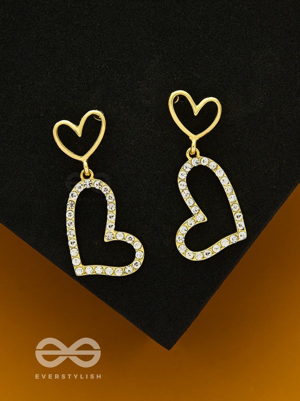 Radiant at Heart- CZ Stones Studded Golden Earrings