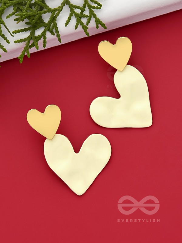 Cross My Heart- Golden Heart-Shaped Earrings