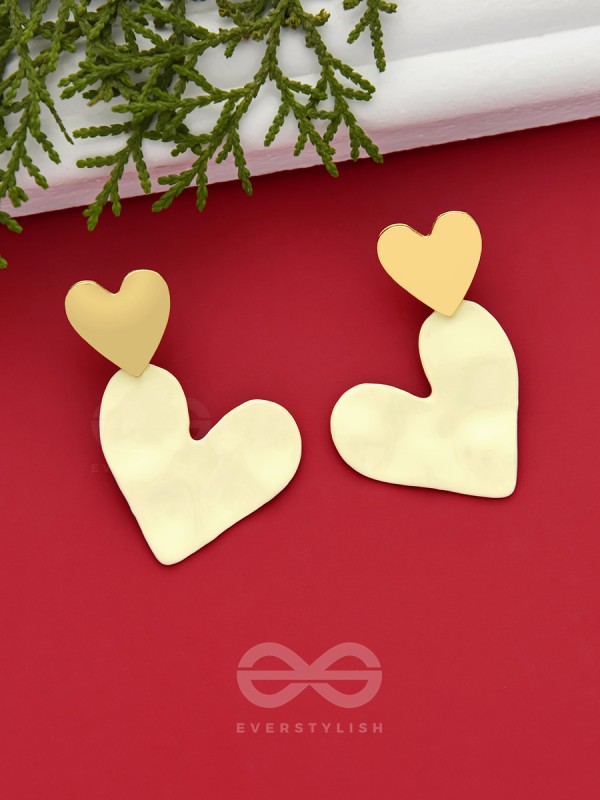 Cross My Heart- Golden Heart-Shaped Earrings