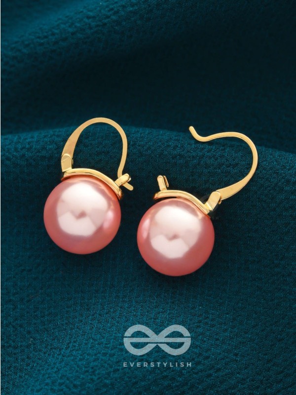 Tears of Mermaid- Golden and Pink Pearl Earrings
