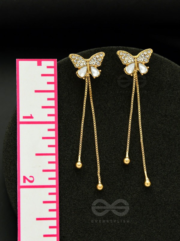 Buzzerflies- Gemstone and Rhinestones Studded Golden Earrings