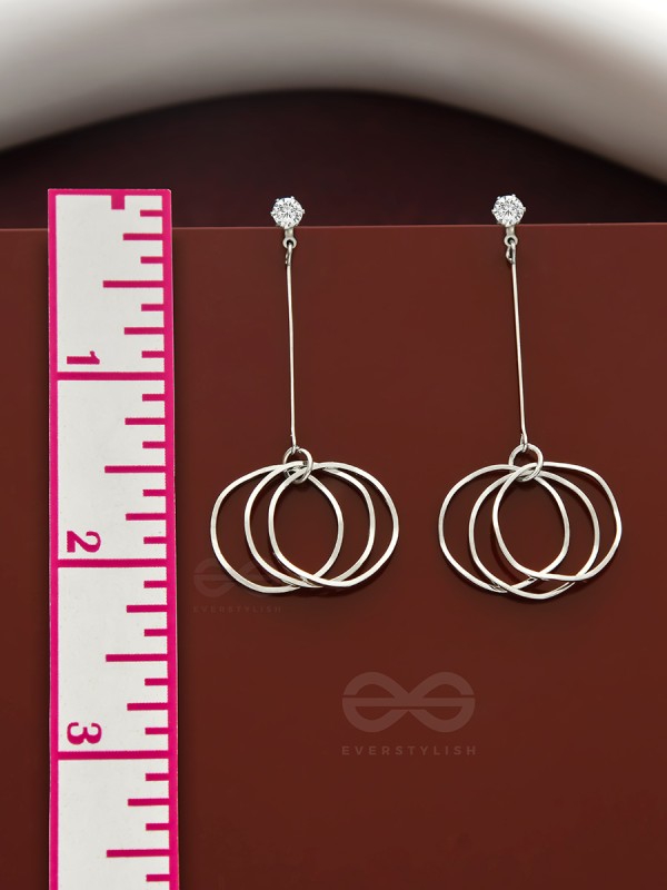 Dangly Discs - Solitaire Studded Silver Earrings
