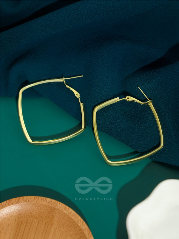 Fair n Square- Elegant Golden Hoops