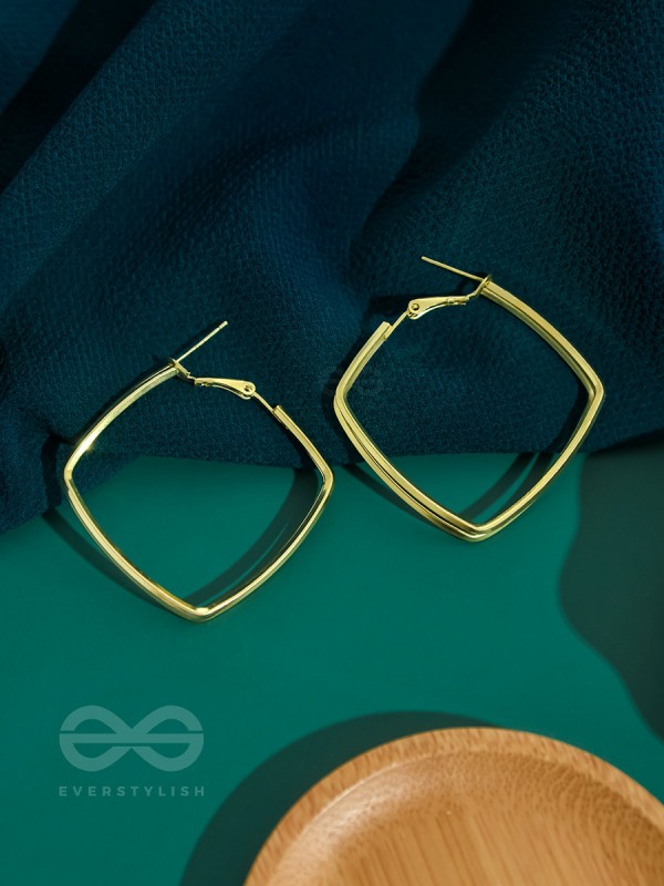 Fair n Square- Elegant Golden Hoops