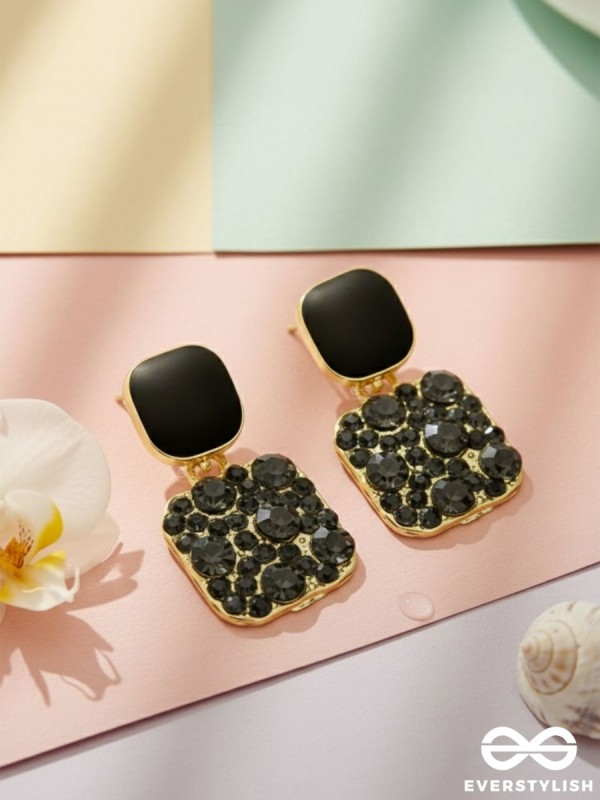 The Ebony Mystique- Stunning Embellished Earrings