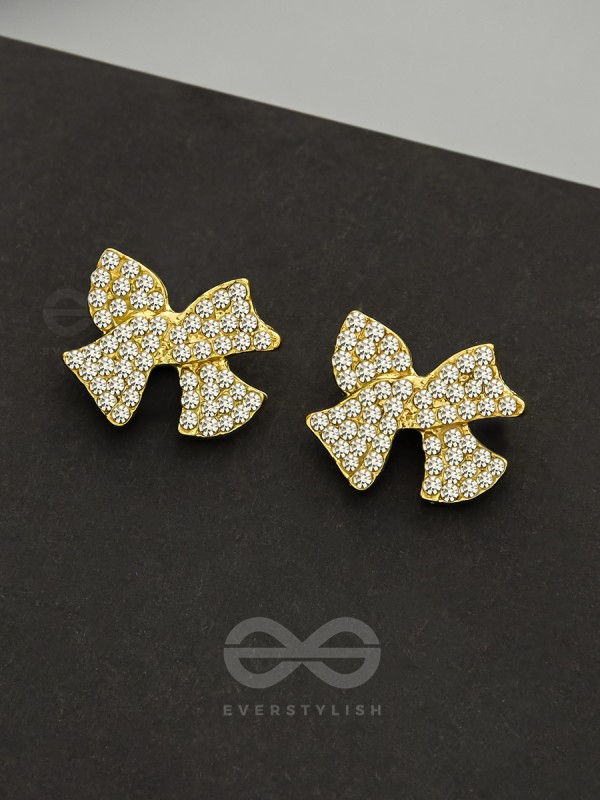 The Knotted Star- Golden Rhinestones Earrings