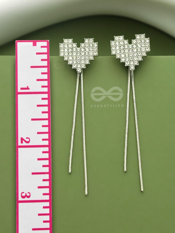 Melting Hearts- Silver Rhinestones Earrings