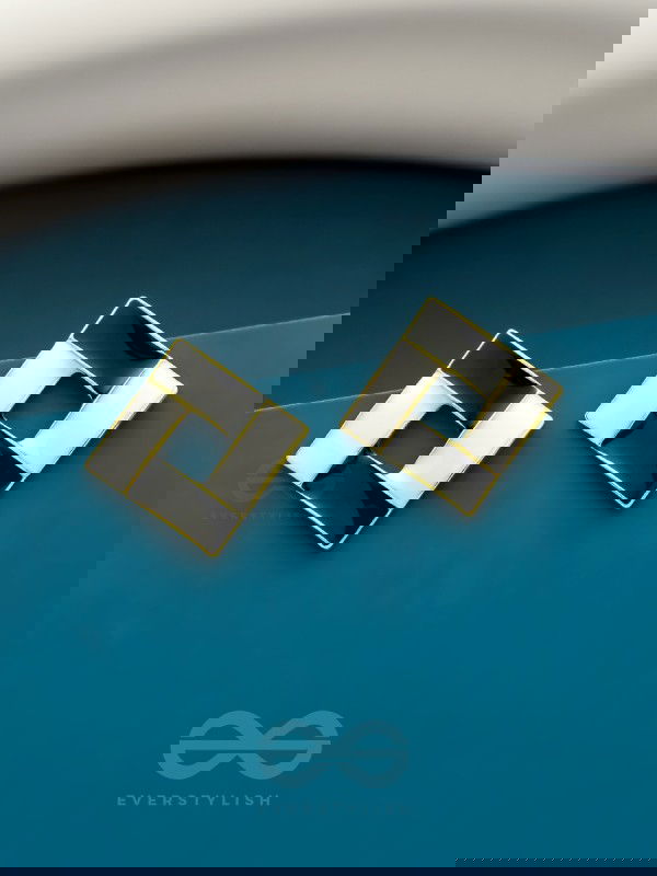 The Monochrome Maze- Black n White Enamelled Earrings