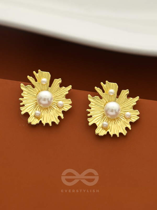 Pearl n Oyster- Golden Pearl Earrings