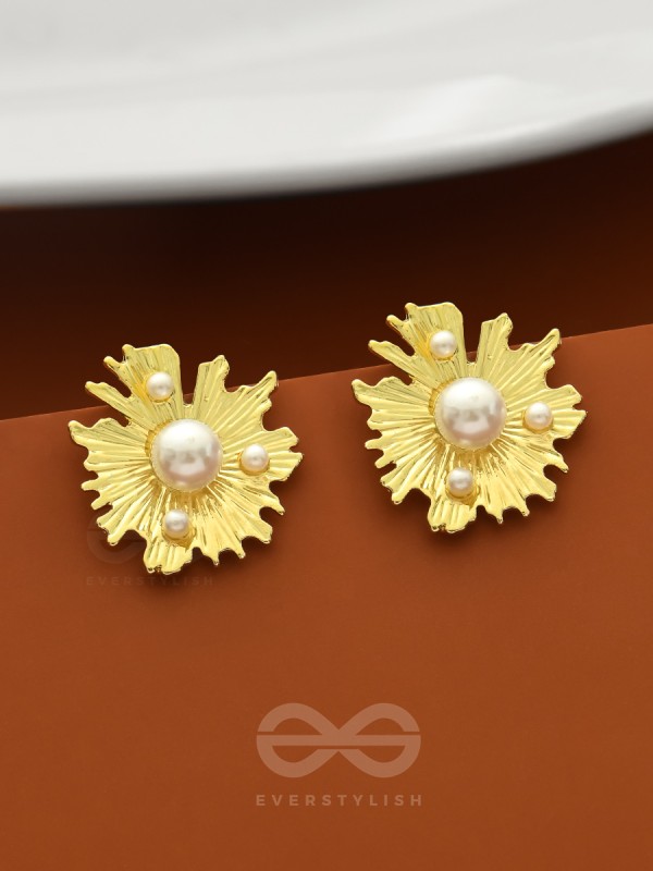 Pearl n Oyster- Golden Pearl Earrings