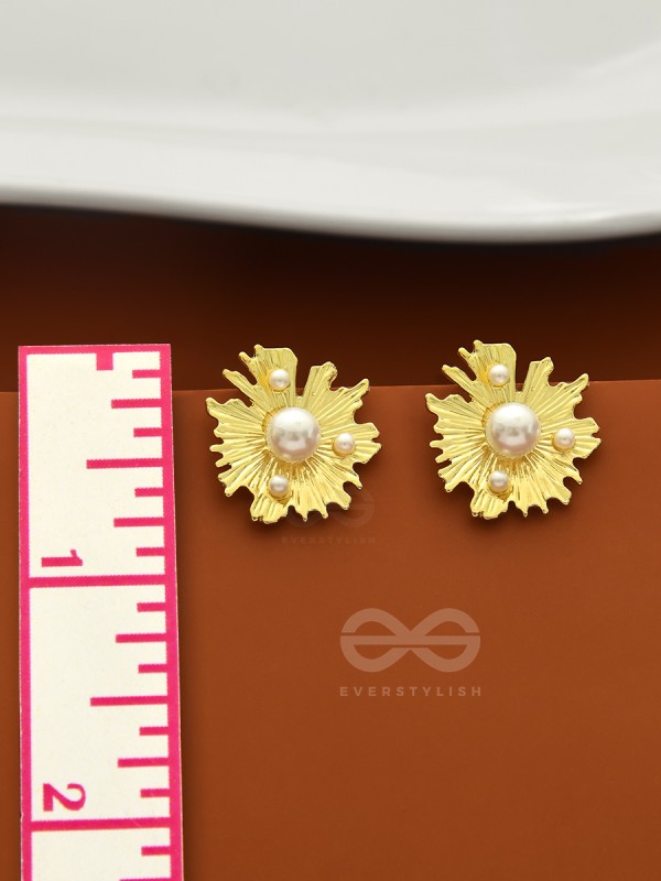 Pearl n Oyster- Golden Pearl Earrings