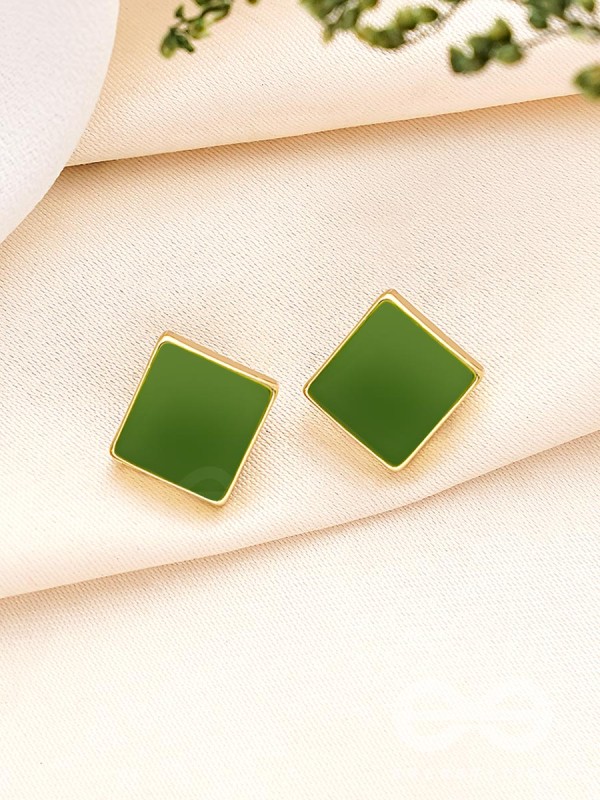 The Little Green Box- Green and Golden Earrings