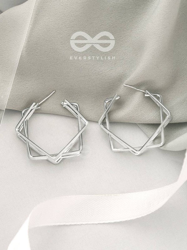 The Jumbled Squares- Chic Silver Earrings