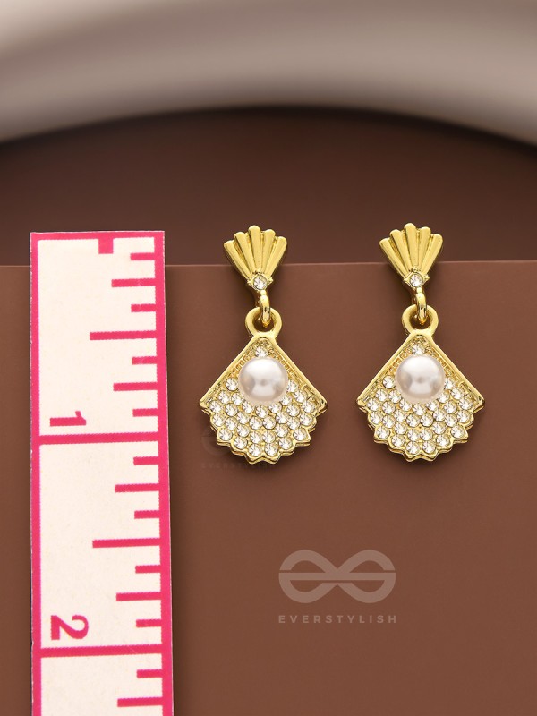Sand n Pearl- Golden Rhinestones and Pearl Earrings