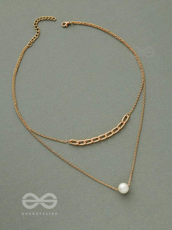 Bond Of Pearl- Golden Layered Necklace With Anti-Tarnish Coating 