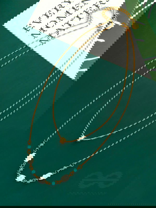 Mist N Sea - Golden Layered Necklace With Anti-Tarnish Coating