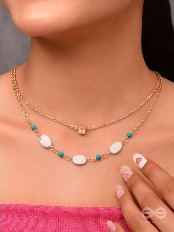 Mist N Sea - Golden Layered Necklace With Anti-Tarnish Coating