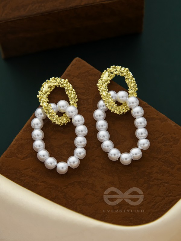 Sun n Moon- Golden Pearl Earrings