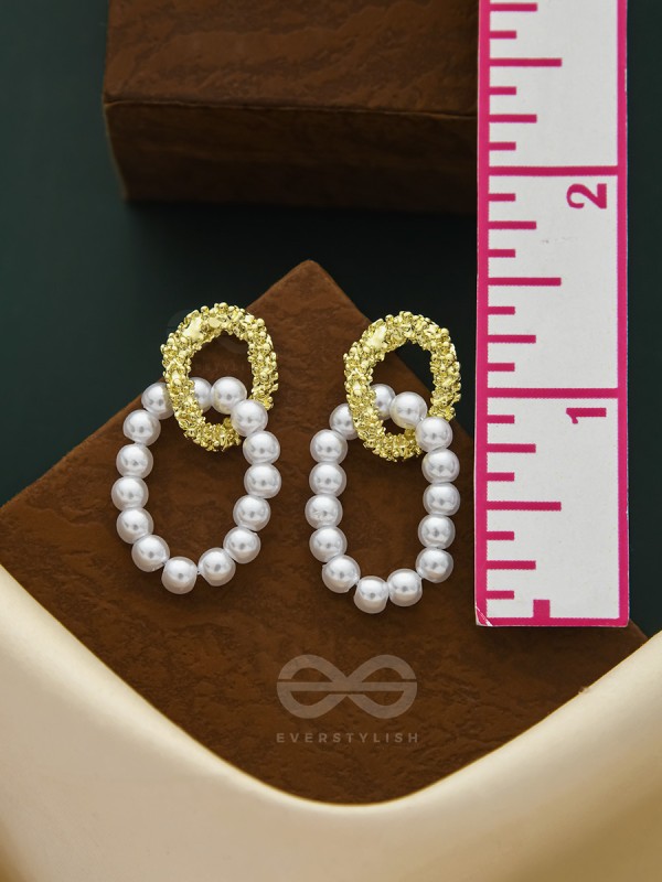 Sun n Moon- Golden Pearl Earrings