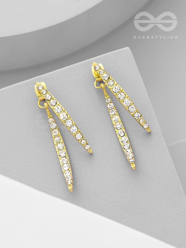 The Fall of Grace- Golden Rhinestones Earrings