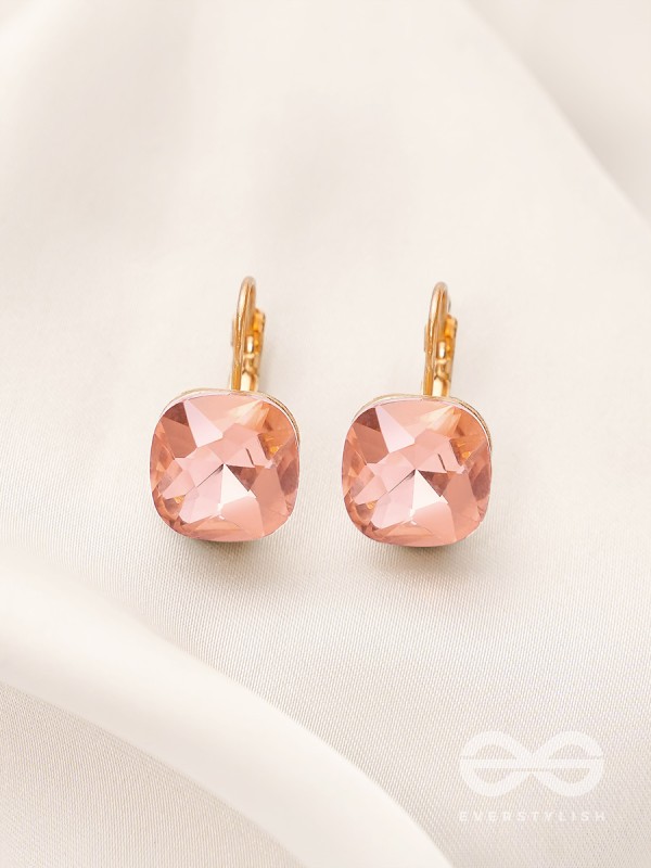 The Ice Cube- Crystal Golden Earrings (Rust)