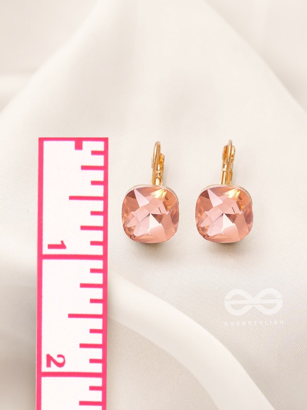 The Ice Cube- Crystal Golden Earrings (Rust)