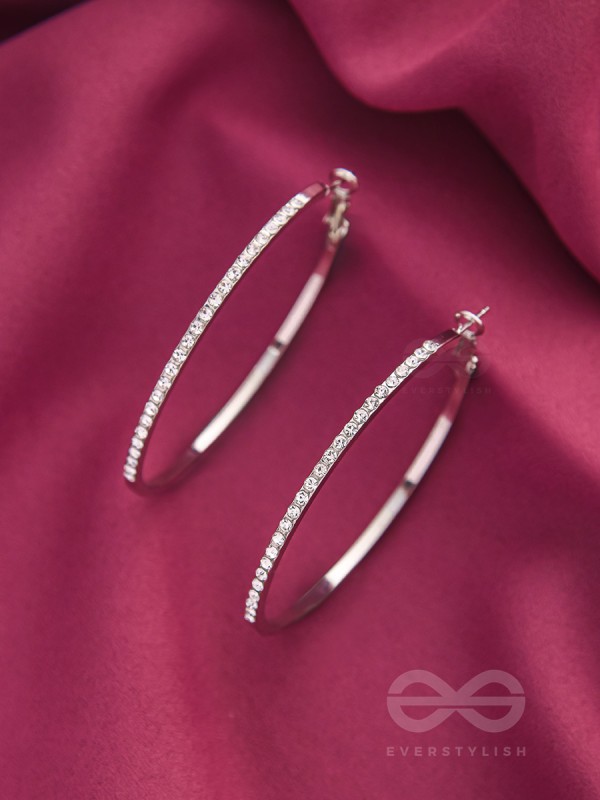 The Ring of Light- Silver Rhinestones Hoop Earrings