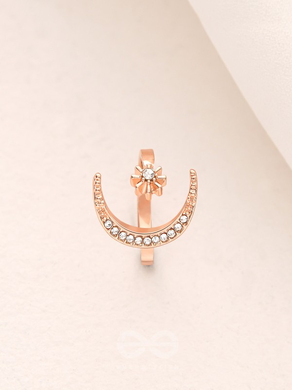 The Night Sky- Rose Golden Rhinestones Ring