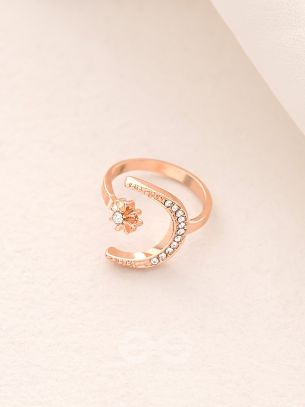 The Night Sky- Rose Golden Rhinestones Ring