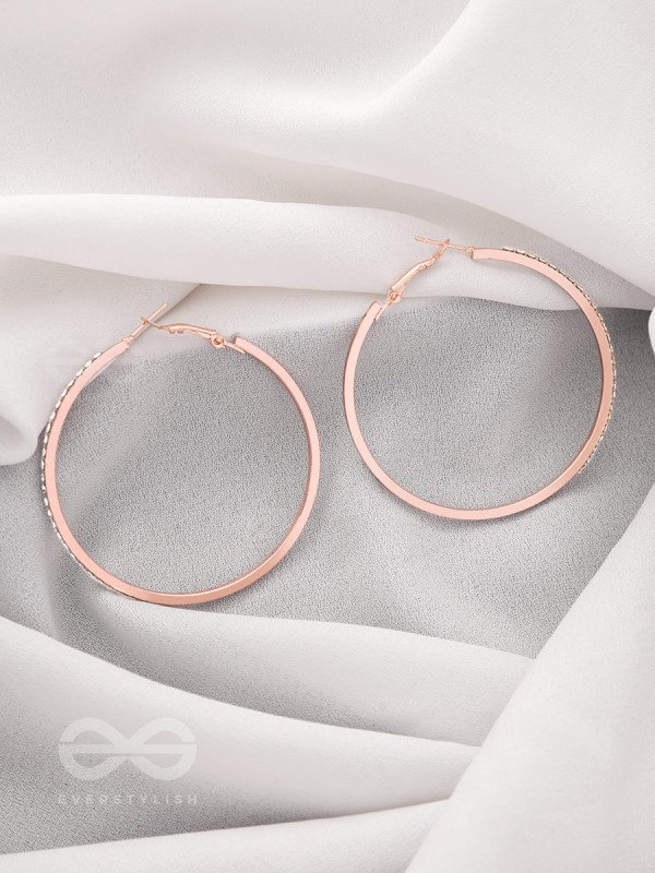 The Ring of Light- Rose Gold Rhinestones Hoop Earrings