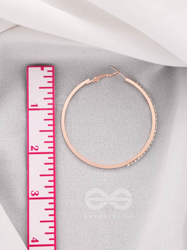 The Ring of Light- Rose Gold Rhinestones Hoop Earrings