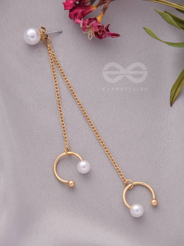 The Flipped Smile- Golden Pearl Ear Cuff (Single Ear)