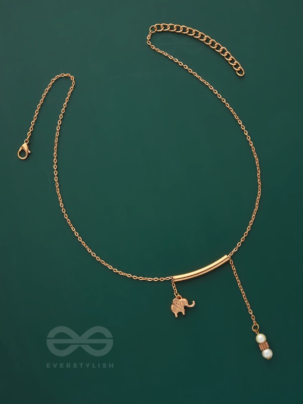 The Ivory Dreamcatcher- Golden Bead Necklace With Anti-Tarnish Coating 