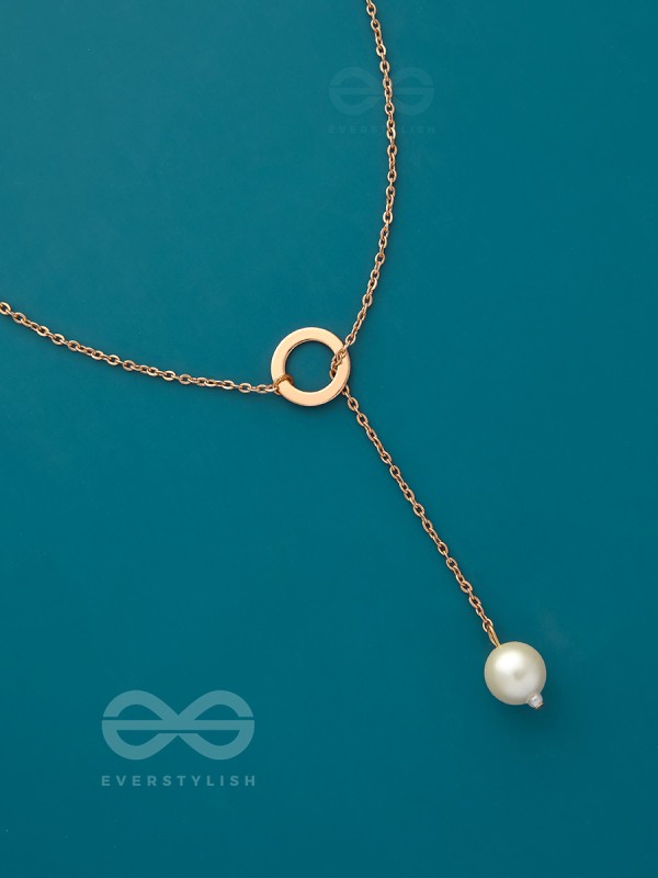 Drop-Down- Golden Pearl Necklace With Anti-Tarnish Coating 
