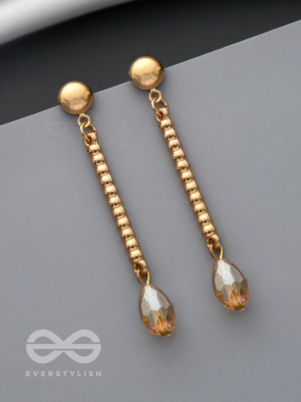 Tears of Joy- Golden Crystal Beads Earrings