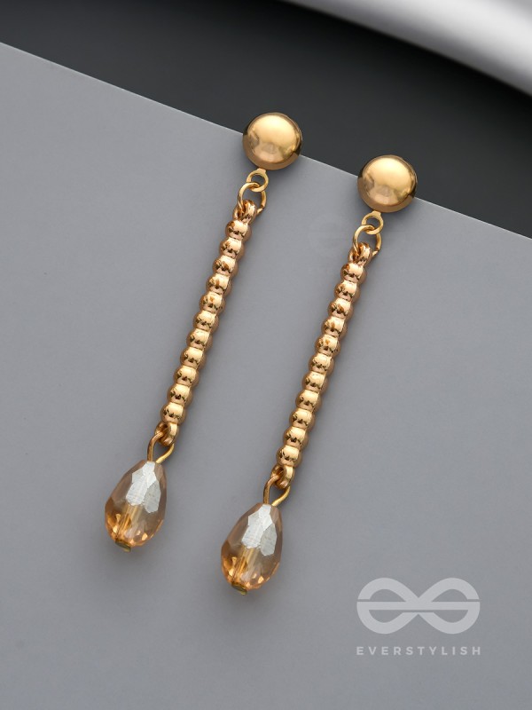 Tears of Joy- Golden Crystal Beads Earrings