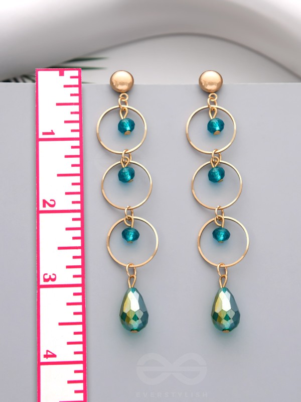 The Misty Grove- Greenish Blue and Golden Crystal Beads Earrings