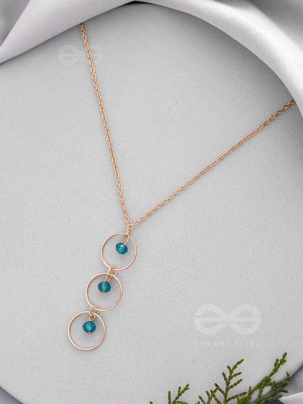 The Drizzly Woods- Blue And Golden Crystal Beads Necklace With Anti-Tarnish Coating 