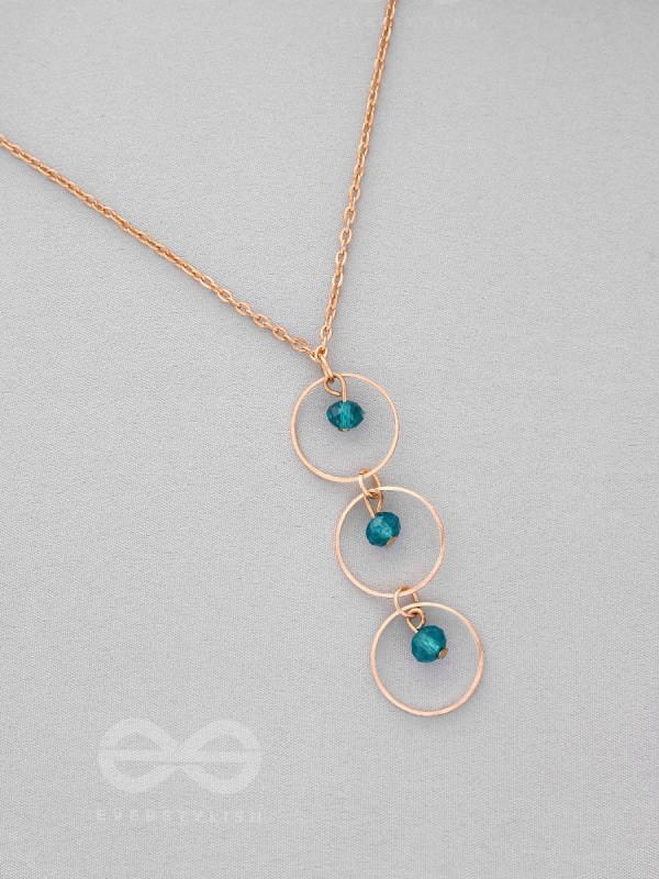 The Drizzly Woods- Blue And Golden Crystal Beads Necklace With Anti-Tarnish Coating 