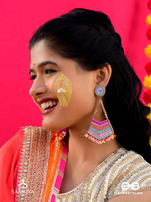IDHANT- THE LUMINOUS- SEQUINS and BEADS EMBROIDERED EARRINGS (Multicoloured)
