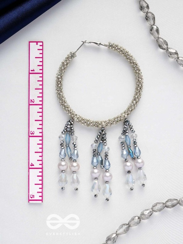 Ashmana- The Raining Cloud- Pearls and Beads Embroidered Earrings