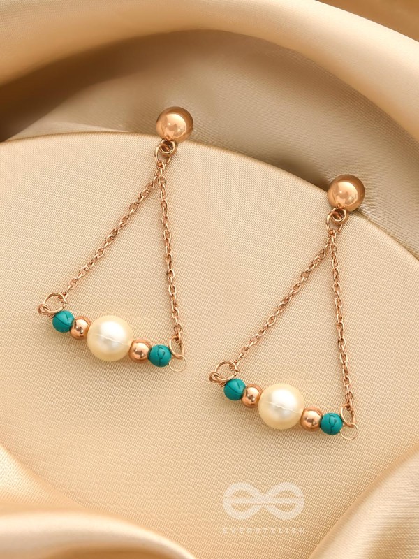The Garden Swing- Golden Pearl and Bead Earrings