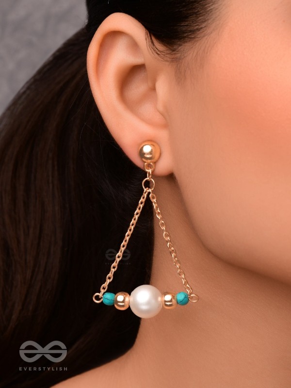 The Garden Swing- Golden Pearl and Bead Earrings