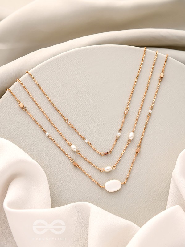 Lost In Space- Golden Stone Layered Necklace With Anti-Tarnish Coating 