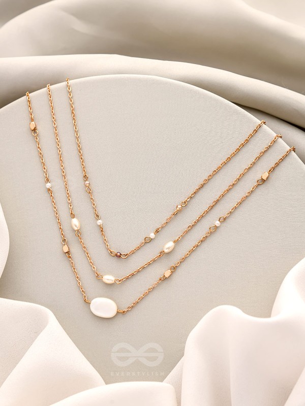 Lost In Space- Golden Stone Layered Necklace With Anti-Tarnish Coating 