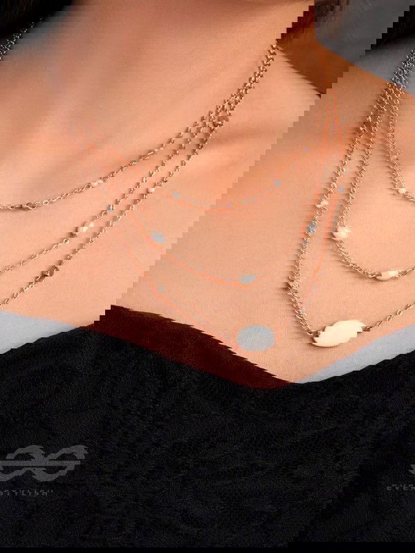 Lost In Space- Golden Stone Layered Necklace With Anti-Tarnish Coating 