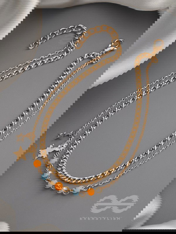 The Lucky Stars-  Golden Beads Layered Anklet