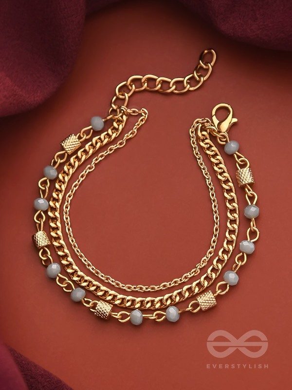 Three's the Charm-  Golden Beads Layered Bracelet