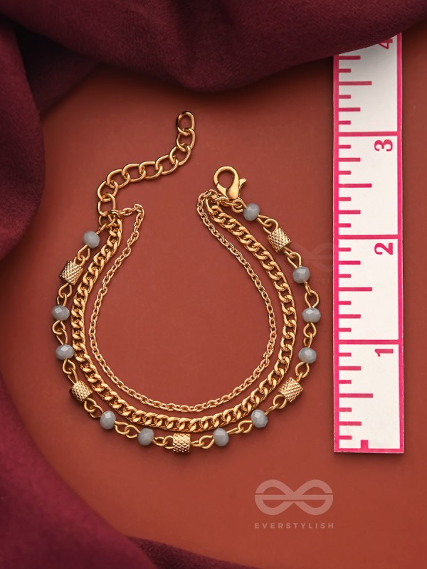 Three's the Charm-  Golden Beads Layered Bracelet